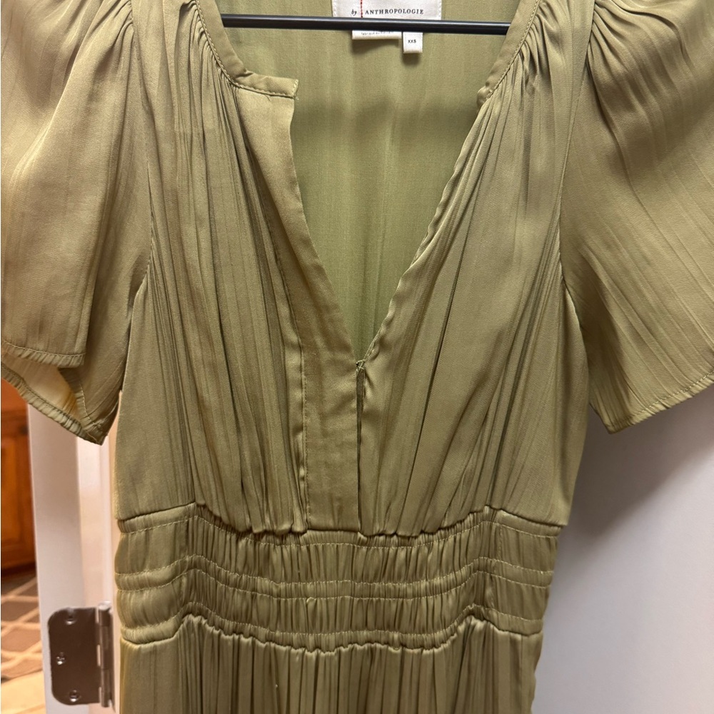 Anthropologie Sage Green Long Sleeve Dress
